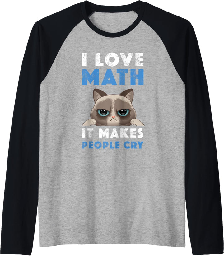Ich liebe Mathe Katze Mathematik Mathematiker Lehrer PI Day Raglan