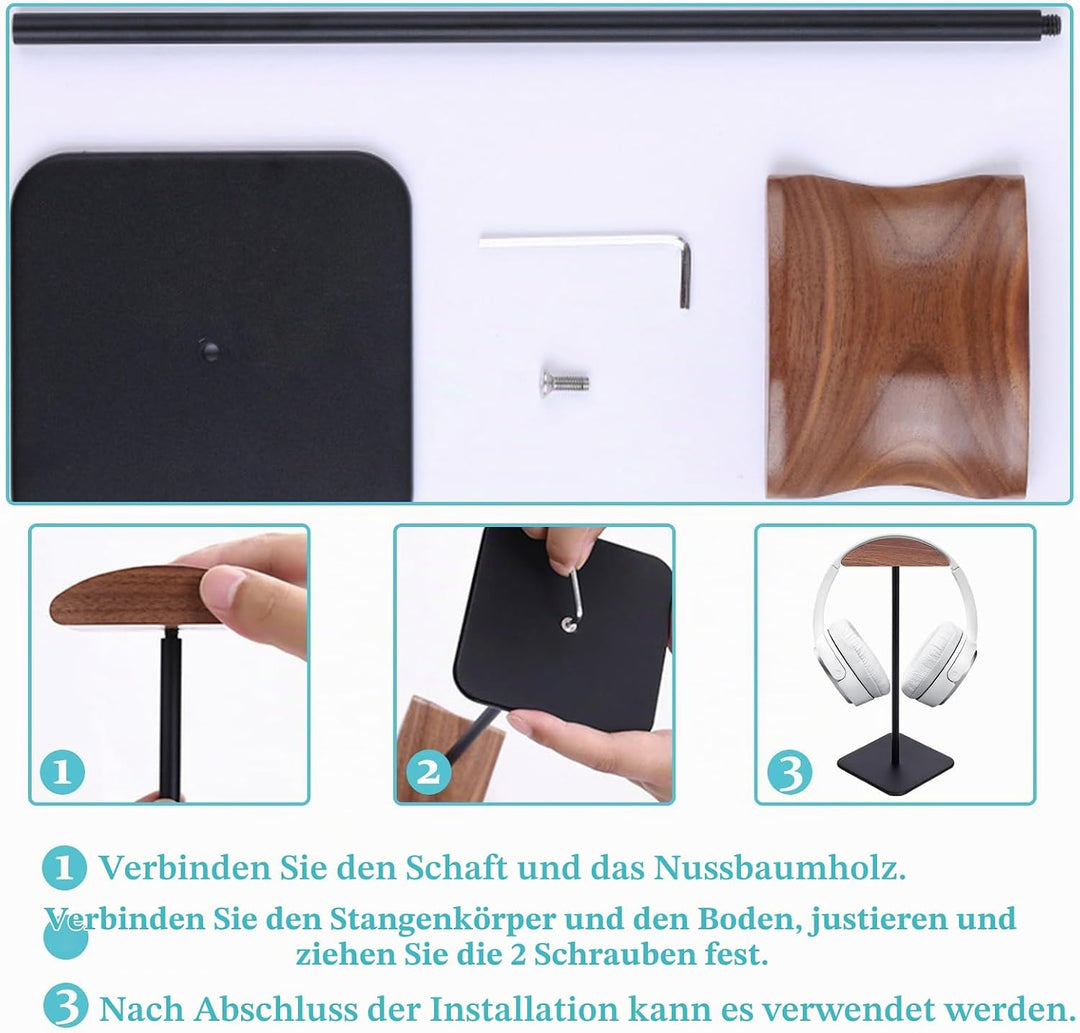 Vegena Kopfhörer Ständer,Walnussholz &amp; Aluminium Headset-Ständer,Gaming Kopfhörer Halter Mit Schwer,