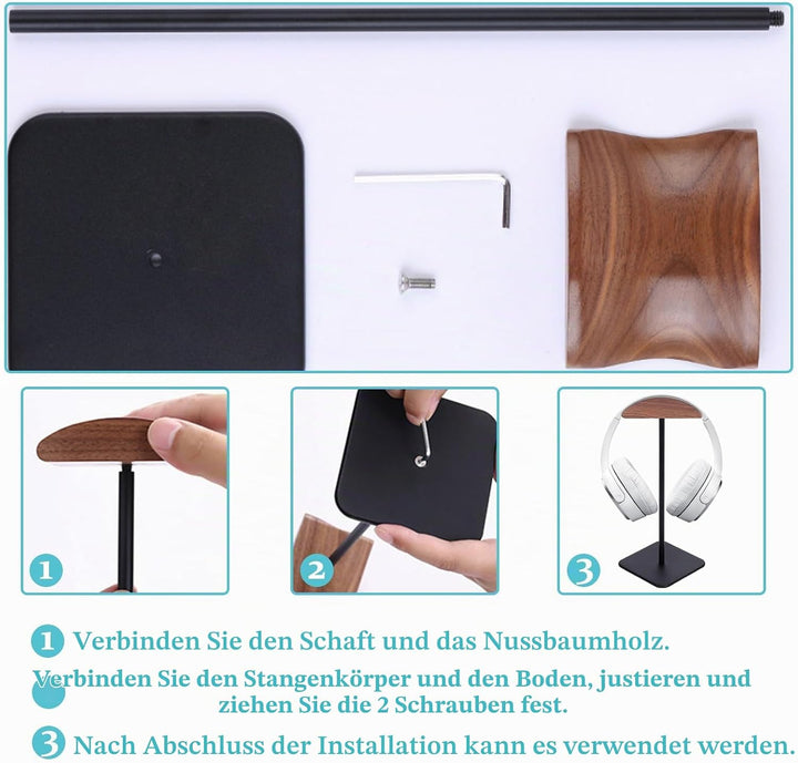 Vegena Kopfhörer Ständer,Walnussholz &amp; Aluminium Headset-Ständer,Gaming Kopfhörer Halter Mit Schwer,