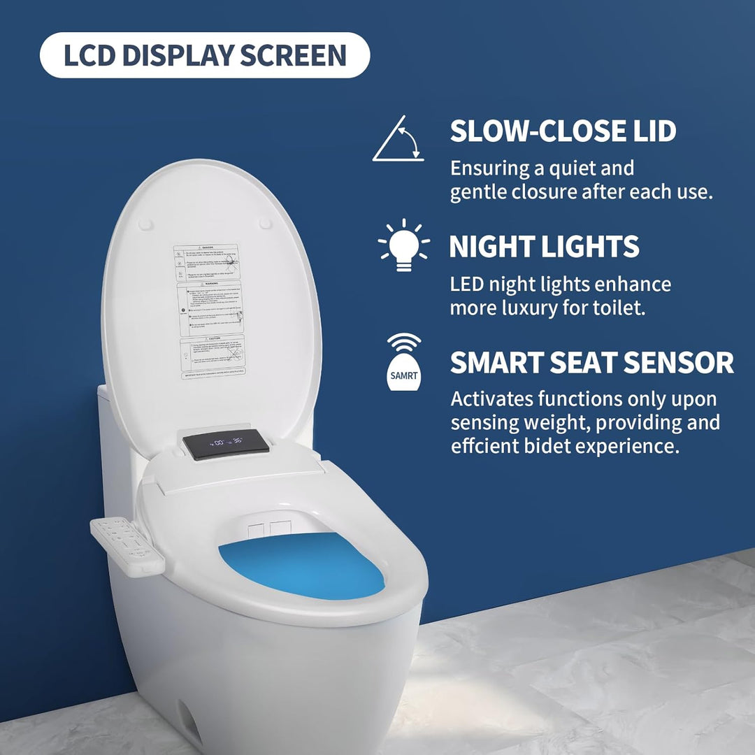 Smart Bidet Beheizter Toilettensitz, WC Dusche mit Selbstreinigungsfunktion, Warmwasser & Trockner,