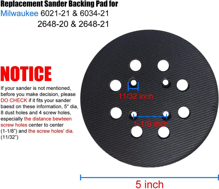 Standard 12,7 cm Klett-Ersatz-Schleifpad für Milwaukee 2648-20 &amp; 2648-21 Exzenterschleifer – mit ext