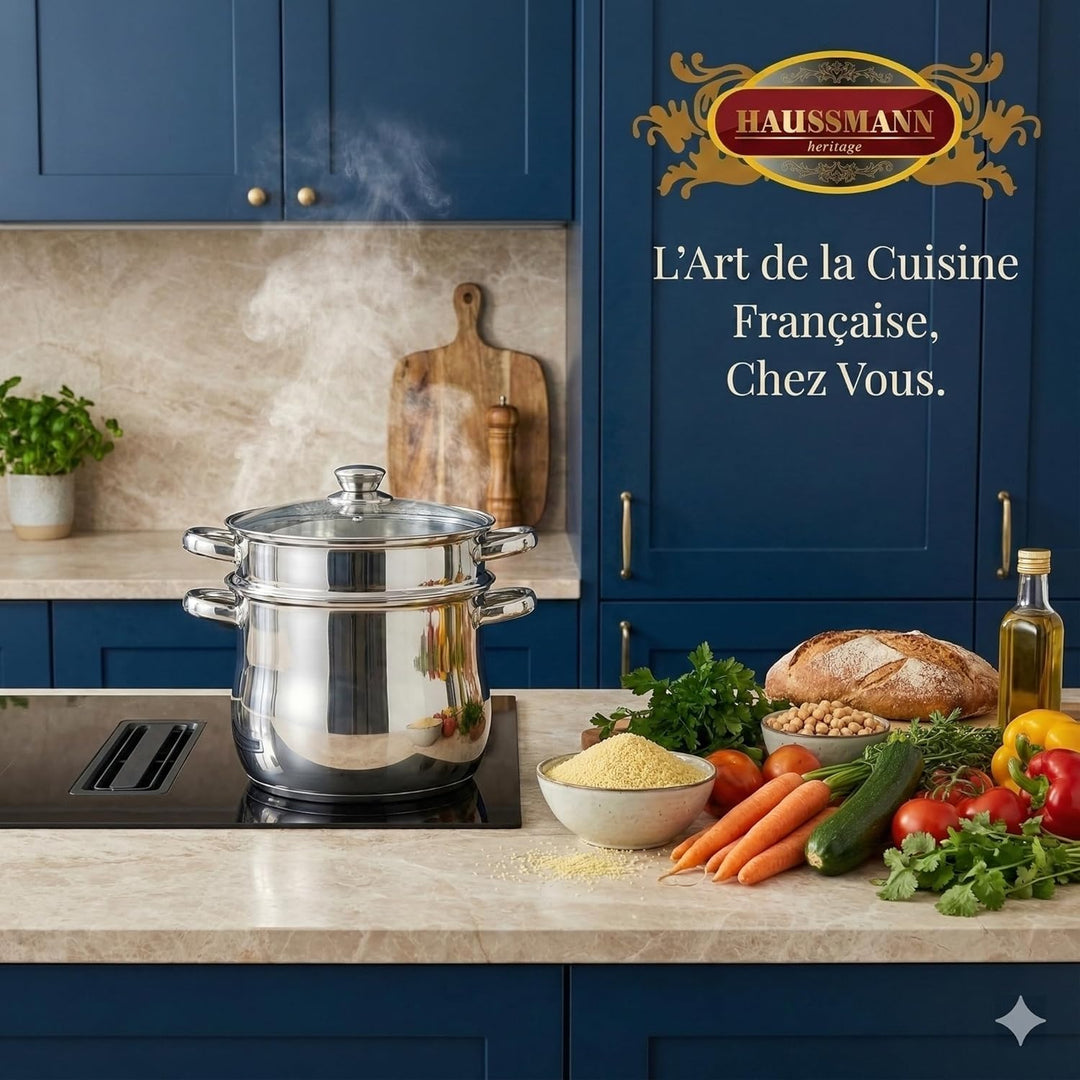 Haussmann Héritage 3 Stück Couscous-Töpfe Edelstahl Induktion HM-0827/8L (8 Liter) 8L/22cm, 8L/22cm