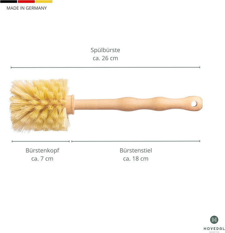 3er Set Spülbürste für Mixbehälter aus Holz mit Naturborsten/Made in Germany/Ideale Spülbürsten zum