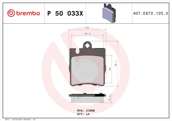 BREMBO P 50 033X Brake Pad