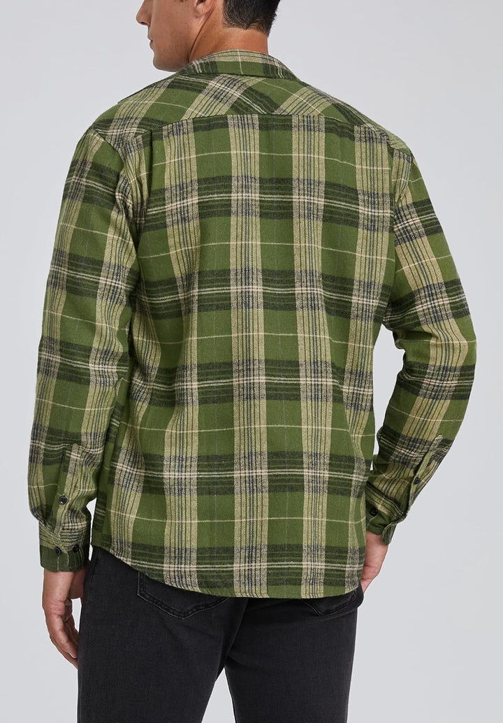 HISDERN Flanellhemd Herren Karierte Hemden Herren Langarm Button Down Baumwolle Holzfällerhemd Regul