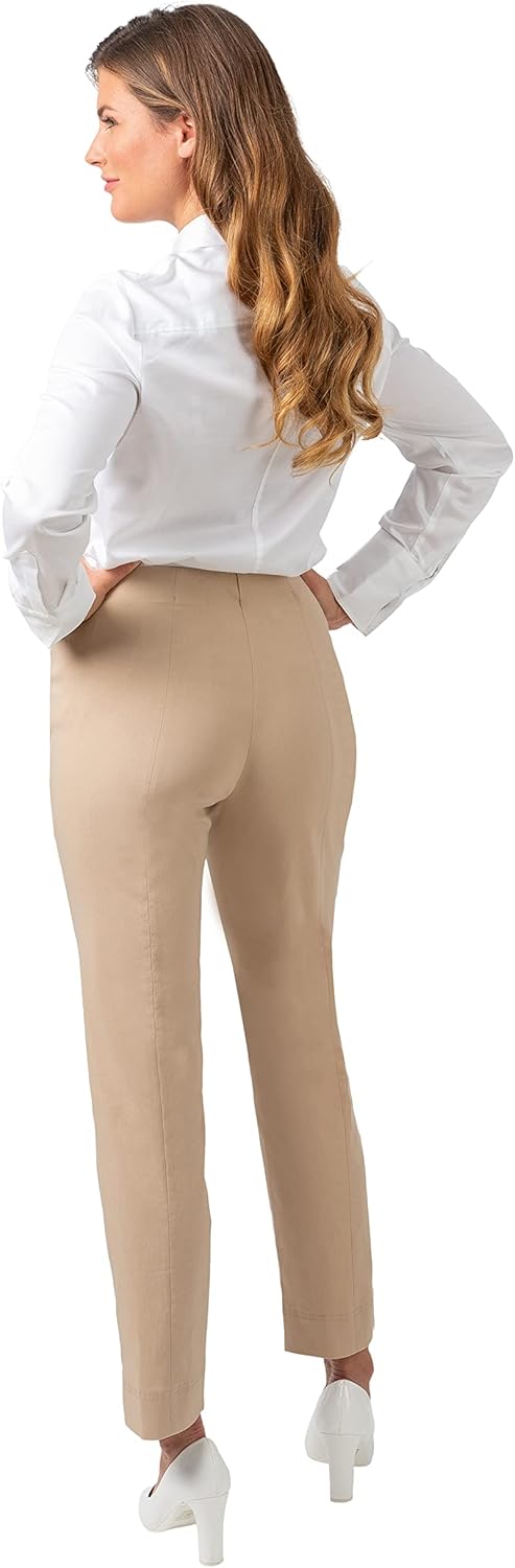Gio Milano, Gio-Gabi, super Stretch Hose mit geradem Bein ohne Verschluss, 34 Kurz Camel