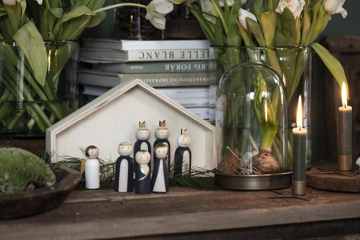 IB Laursen Weihnachts Krippe mit 7 Holz Figuren Set Krippen Weihnachten Deko