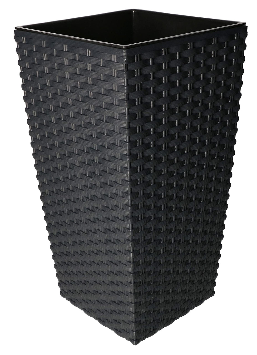 KOTARBAU® Blumentopf 200x200x376mm Rattandesign Quadratisch mit Innentopf Anthrazit, 200x200x376mm