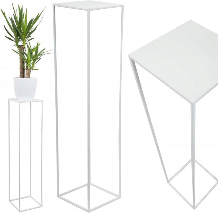 HowHomely Blumenständer Metall Weiss 100 cm Hoch - Solider und Robuster Blumenhocker Metall - Pflanz