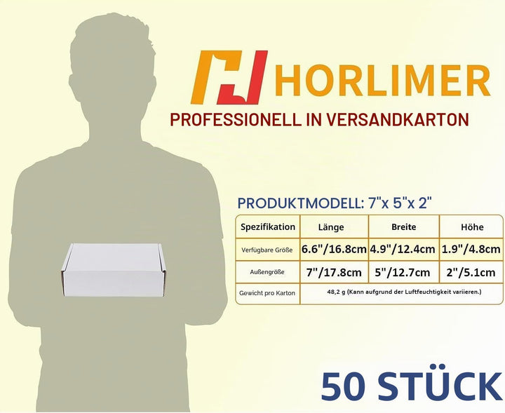 HORLIMER 50 Stück Versandkartons Kleine Kartons Boxen, Faltkarton Verpackungskartons für Warensendun