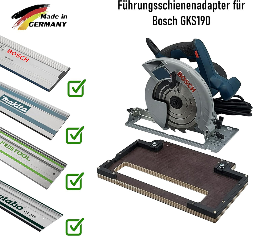 Führungsschienenadapter kompatibel mit Bosch GKS 190 für FSN-Schiene und weitere Marken-Führungsschi