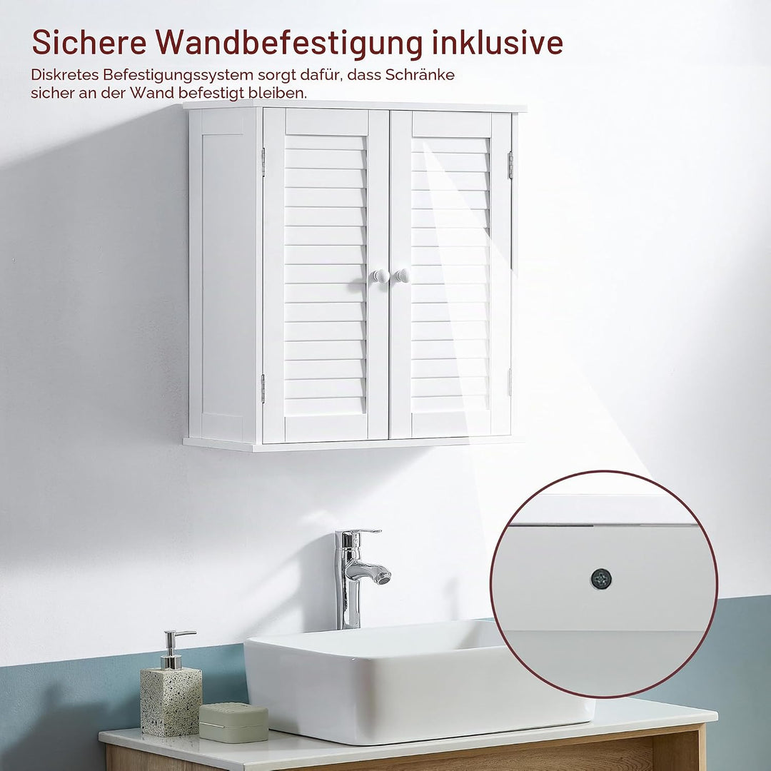 Bath Vida Schrank, Holz, Weiss, 55.0x22.0x52.0 Shutter Wandschrank für das Badezimmer, Shutter Wands