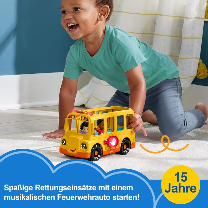 Fisher-Price Little People Spielzeug-Schulbus zum Schieben für Kleinkinder, mit Musik und 2 Figuren