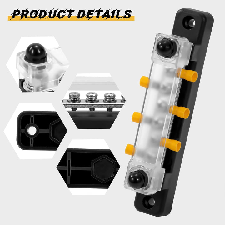 GUNGY Sammelschiene 12V-48V DC Sammelschienen Verteilerblock 150A Busbar Stromverteilungsblock mit 6