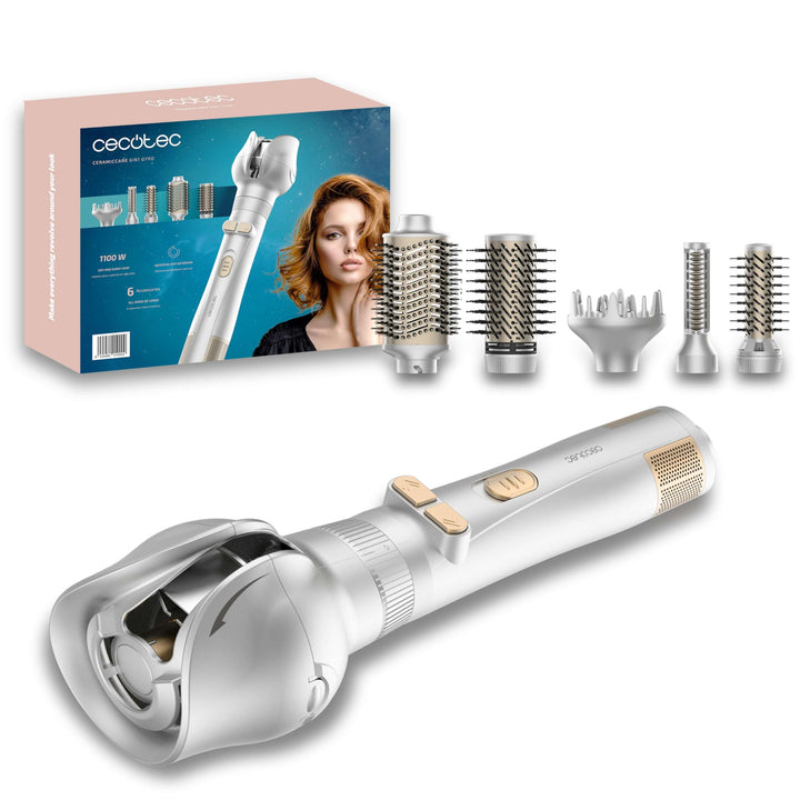 Cecotec 6-in-1 Keramikbürste, 6-in-1, Gyro, Leistung 1100 W, 6 Köpfe, automatische Locke, 360-Grad-K