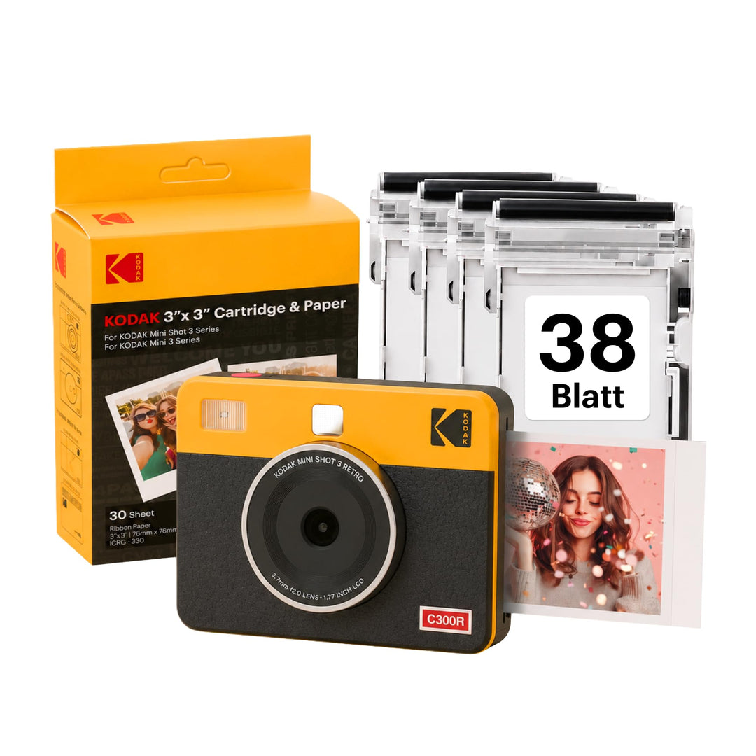 Kodak Mini Shot 3 Retro Weihnachtsgeschenke 4PASS 2-in-1-Sofortbildkamera und Fotodrucker, Tragbar (