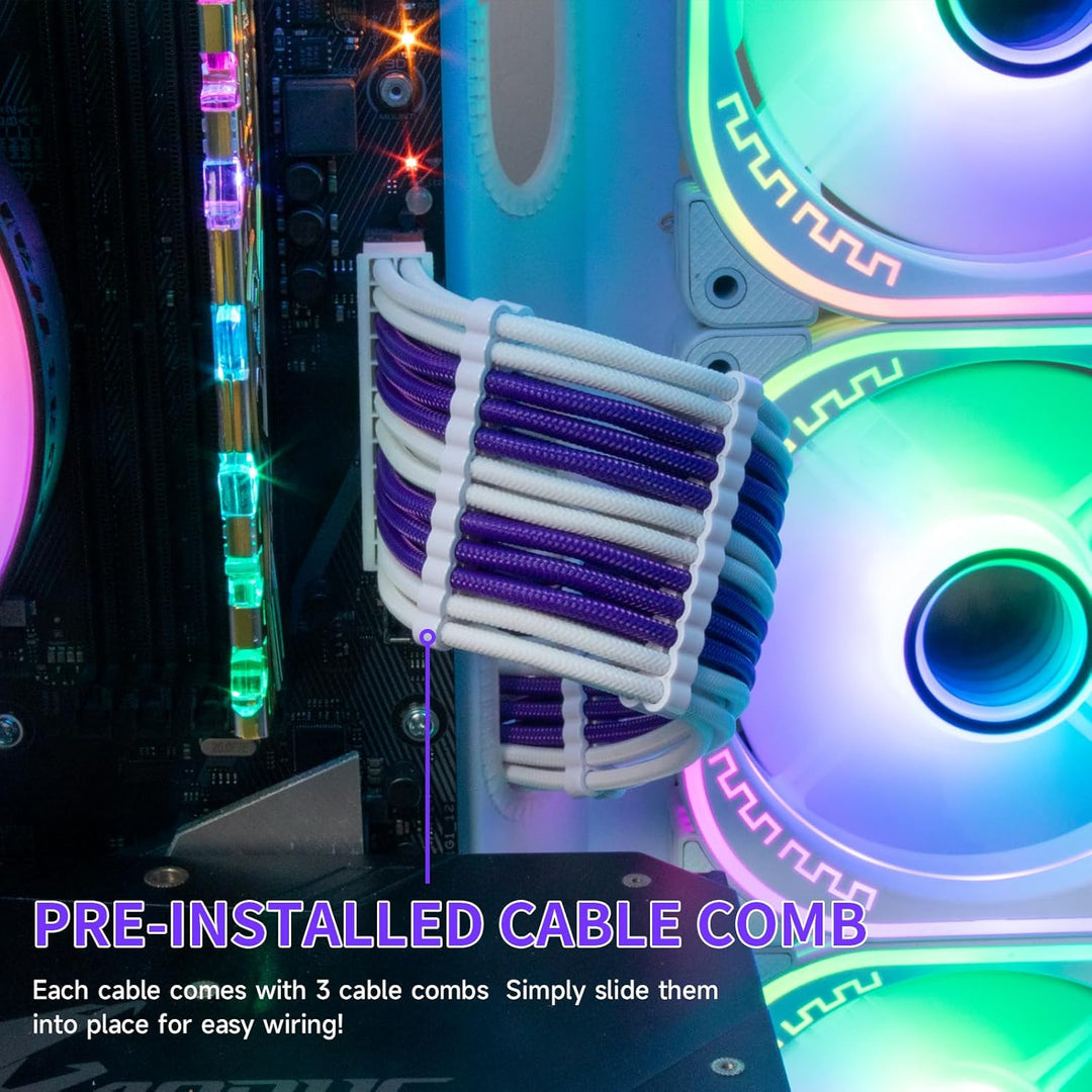Sirlyr PSU Verlängerungskabel-Set, massgeschneidertes ummanteltes Netzteilkabel Mod für PC Build 16A