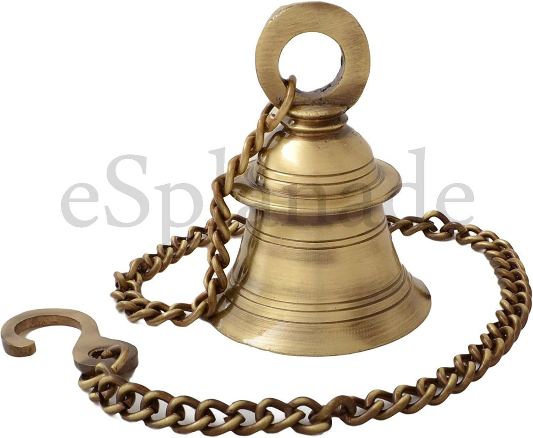 eSplanade - Glocke aus Messing mit Kette | Messing zum Aufhängen Bell | Wohnkultur | Tür Dekor | Räu