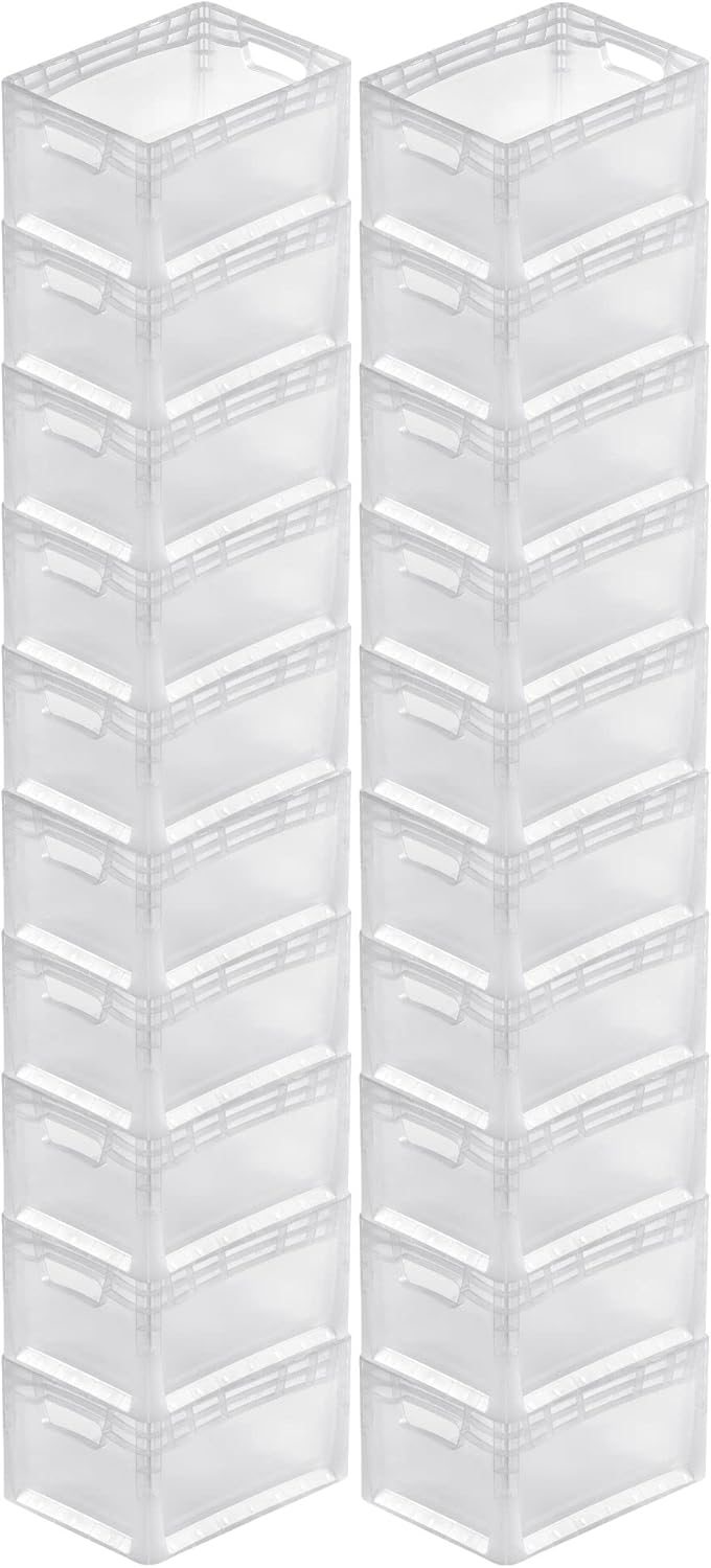 PROREGAL SuperSparSet 20x Transparenter Eurobehälter LightLine mit offenem Griff | HxBxT 22x30x40cm