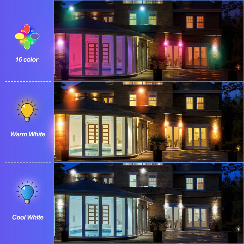 Lospitch RGB LED Strahler 30W, 2er Farbwechsel Fluter Aussen Strahler, 16 Farben und 4 Modi Smart LE