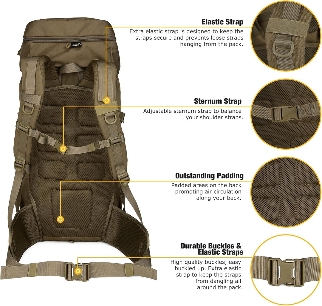 Mardingtop 50/60 Liter Erwachsene Taktischer Trekkingrucksacke Rucksack Outdoor Wanderrucksäcke Khak