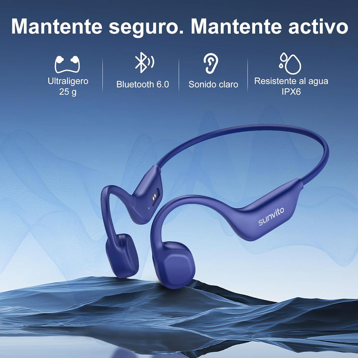 Knochenschall Kopfhörer Bluetooth 6.0, offene Bluetooth-Funkkopfhörer für Sport, wasserdichte, leich