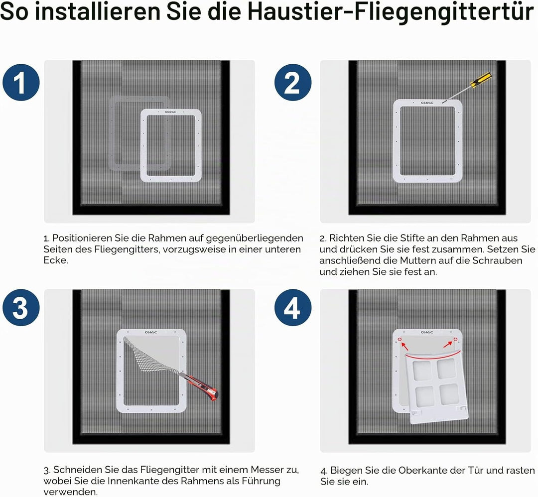 CEESC-Hundeschirmtür (Aussengrösse: 43 cm x 37 cm), abschliessbare Haustiergittertür für Hunde und H