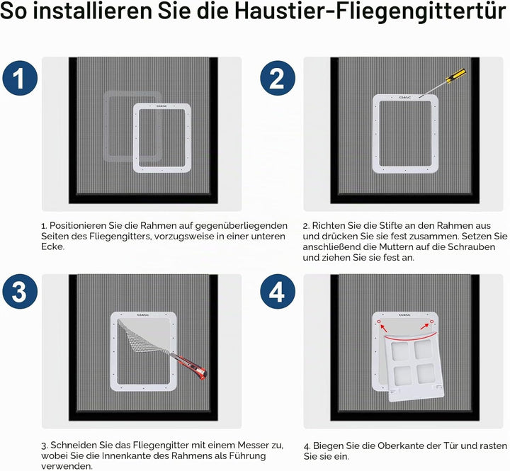 CEESC-Hundeschirmtür (Aussengrösse: 43 cm x 37 cm), abschliessbare Haustiergittertür für Hunde und H