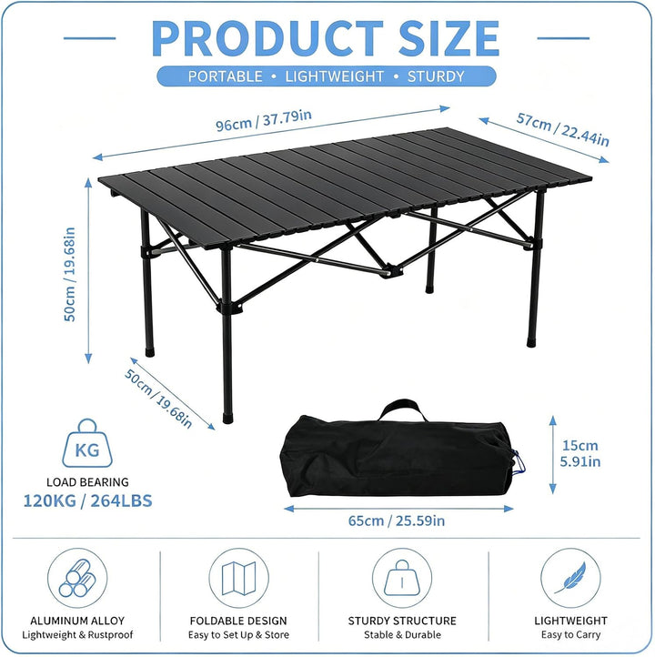 Campingtisch Klappbar, Klapptisch Camping, Campingtisch Faltbar mit Tasche für Picknick Kochen Wande