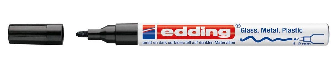 edding 751 Glanzlackmarker - schwarz - 10 Lackmarker - Rundspitze 1-2 mm - Lackstift für Glas, Stein
