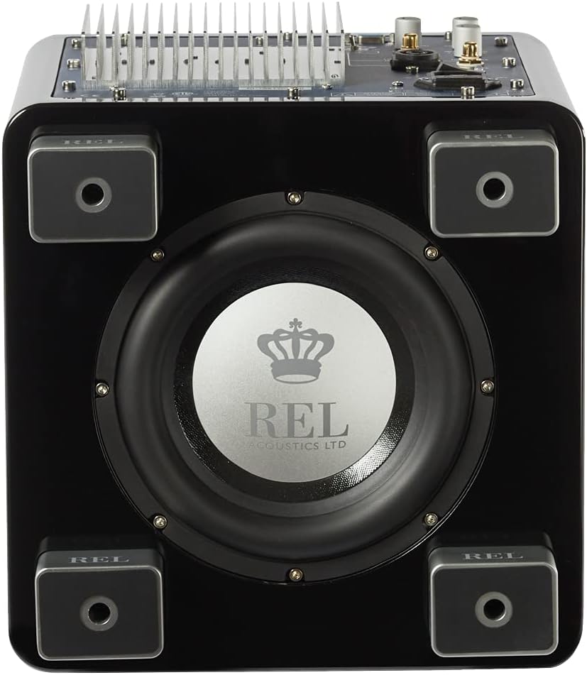 REL Acoustics T/5x Subwoofer, 20.3 cm Down-Firing Driver, Arrow Wireless Port, High Gloss Black