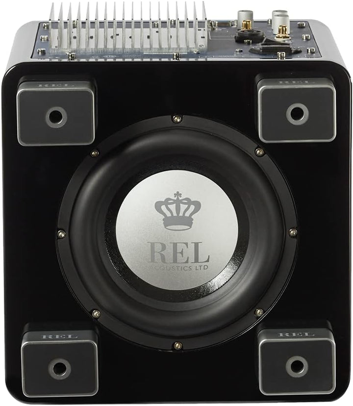 REL Acoustics T/5x Subwoofer, 20.3 cm Down-Firing Driver, Arrow Wireless Port, High Gloss Black