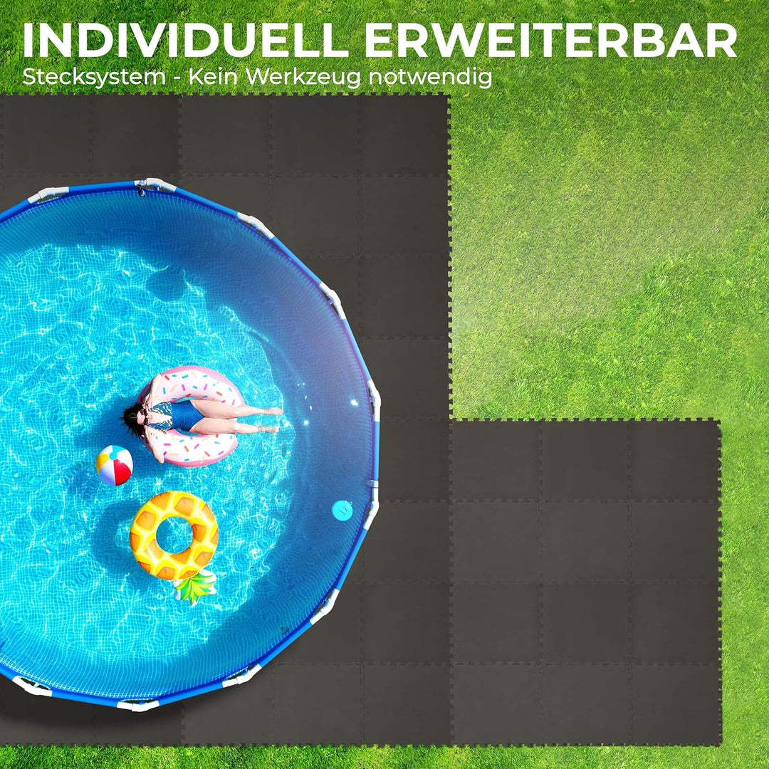 Pool-Bodenschutzmatte (Anthrazit), Unterlegmatte zum Schutz ihres Pools, 8 Stück (50x50x0,4 cm) - 2m