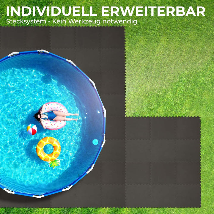 Pool-Bodenschutzmatte (Anthrazit), Unterlegmatte zum Schutz ihres Pools, 8 Stück (50x50x0,4 cm) - 2m