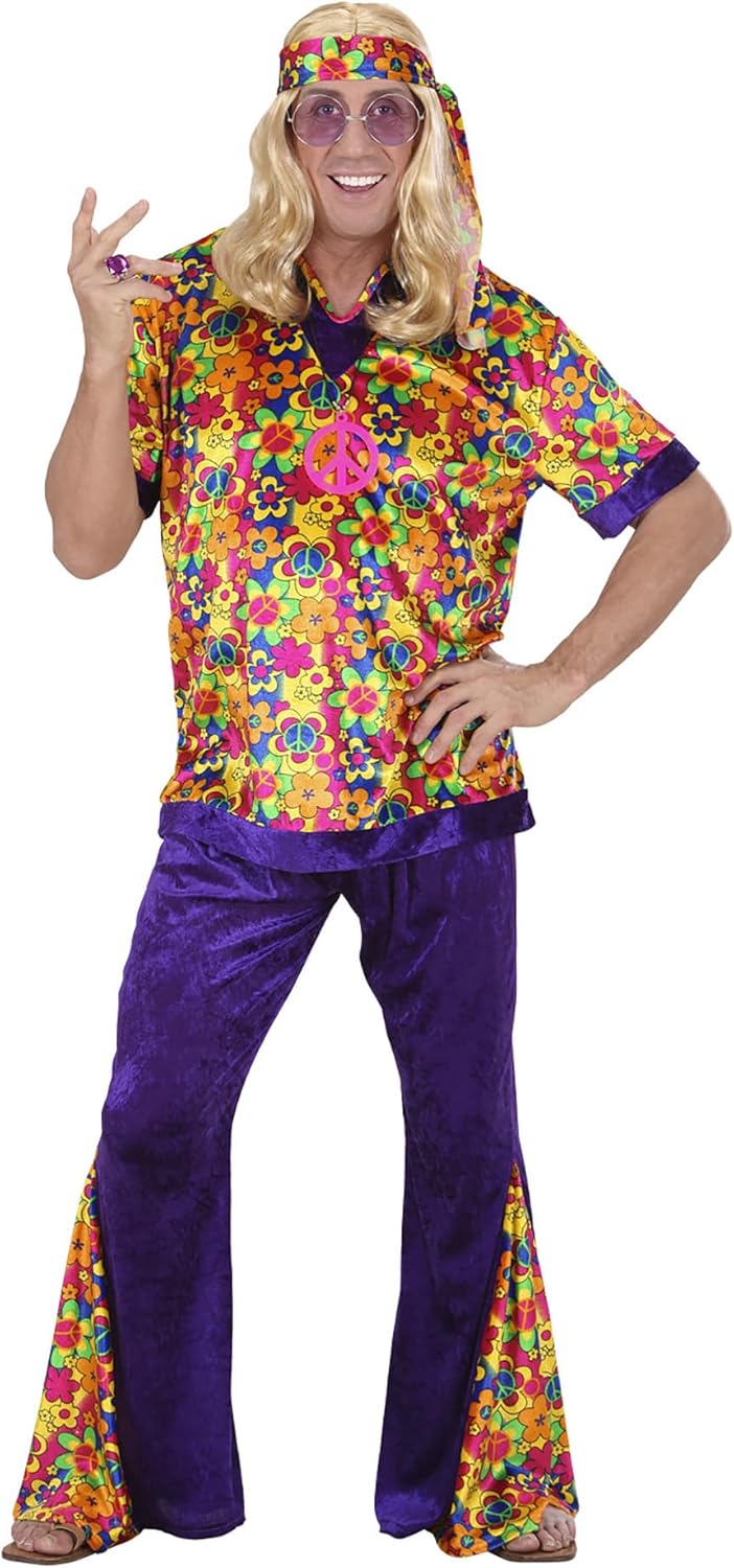 WIDMANN 7418M COSTUME UOMO HIPPIE DUDE XL VIOLA #7330, XL
