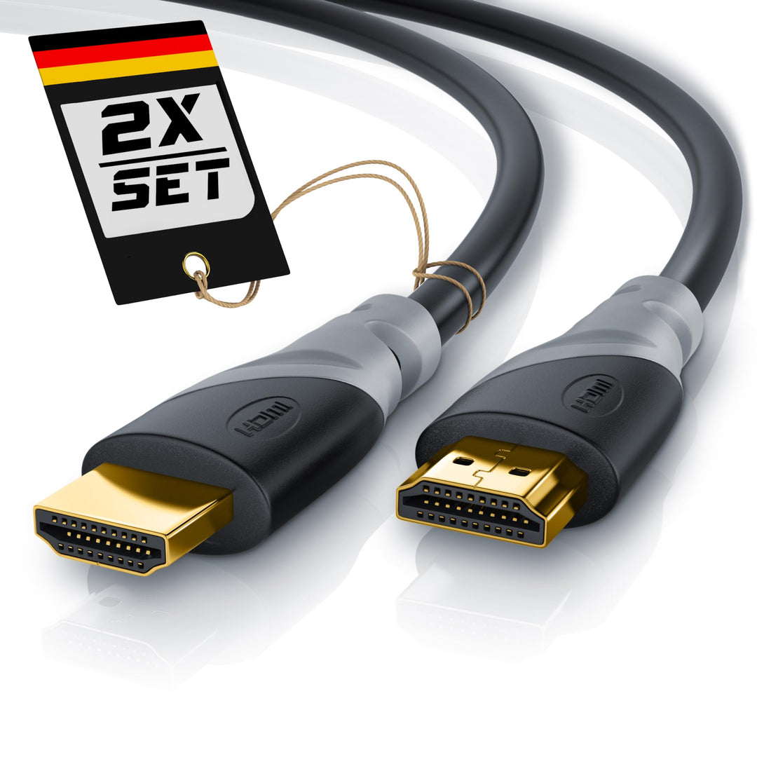 CSL - 12,5m 2er-Pack 4k HDMI Kabel 2.1/2.0-1m -48K @ 60Hz - 18 Gbit/s - 3D - Ultra High Speed mit Et