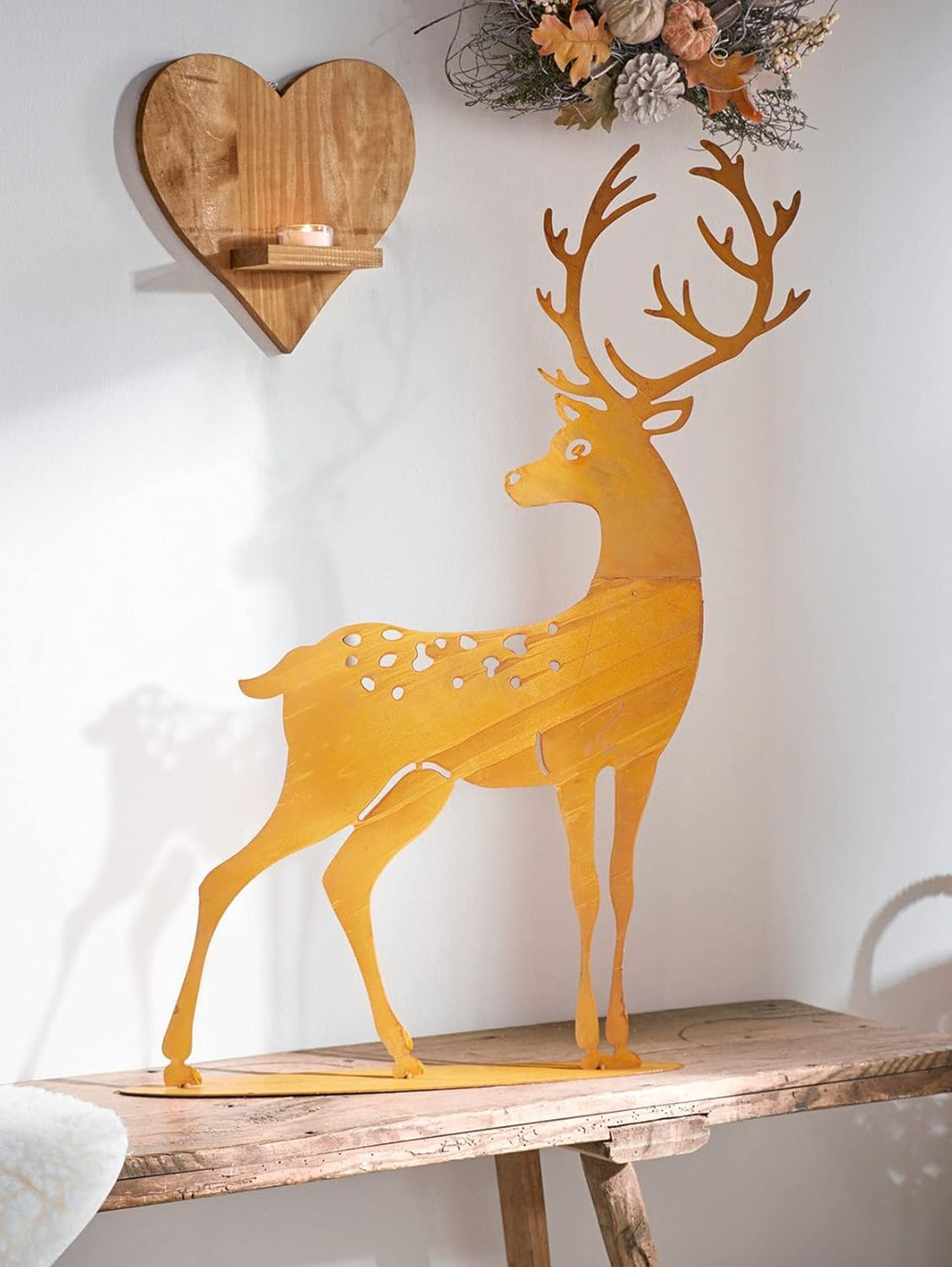 Dekoleidenschaft grosser Metall-Hirsch m Rost-Design, für Innen + Draussen geeignet, Gartendeko, Dek