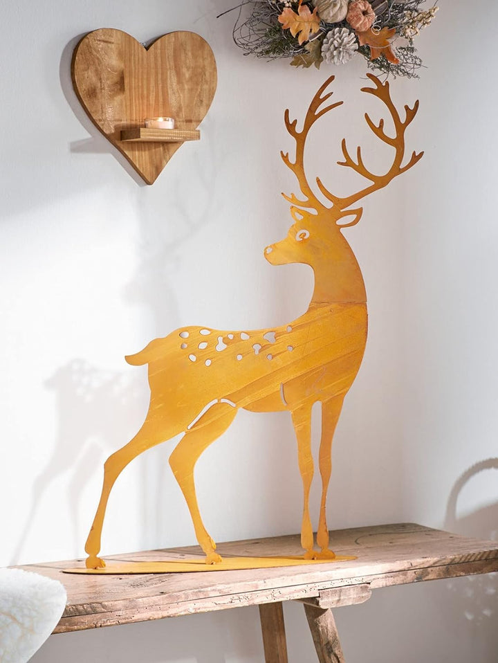 Dekoleidenschaft grosser Metall-Hirsch m Rost-Design, für Innen + Draussen geeignet, Gartendeko, Dek