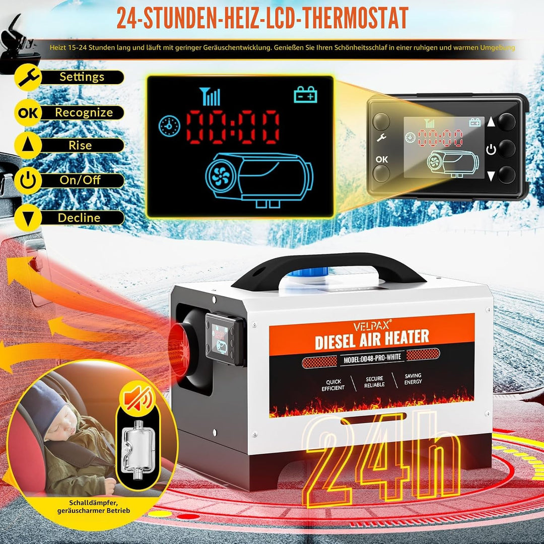 8 kW Dieselheizung,12V/24V DC & 110V /240V AC Diesel Standheizung,mit Fernbedienung & Anzeigebildsch