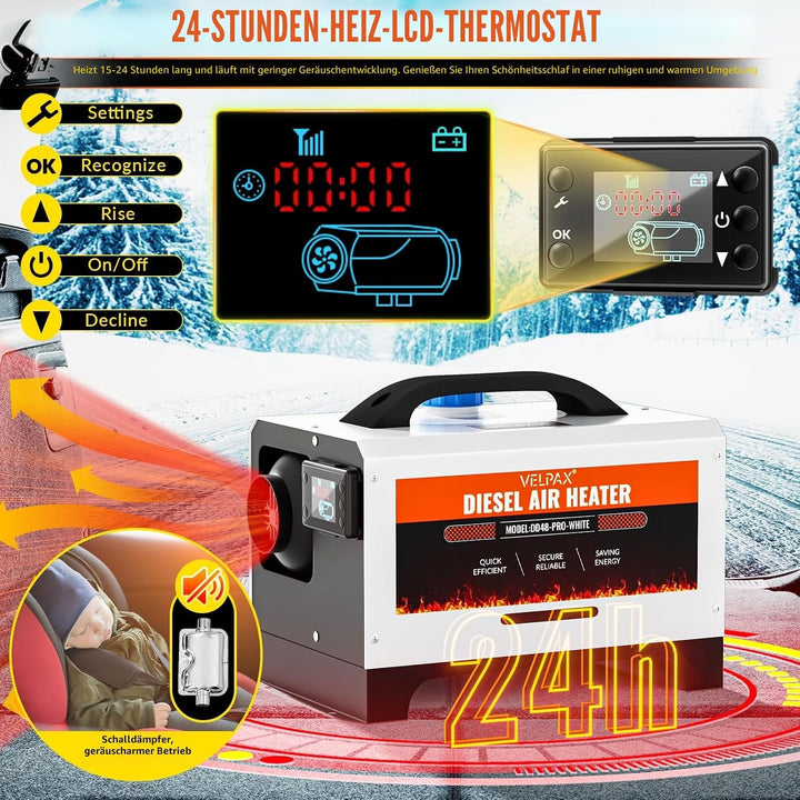 8 kW Dieselheizung,12V/24V DC & 110V /240V AC Diesel Standheizung,mit Fernbedienung & Anzeigebildsch