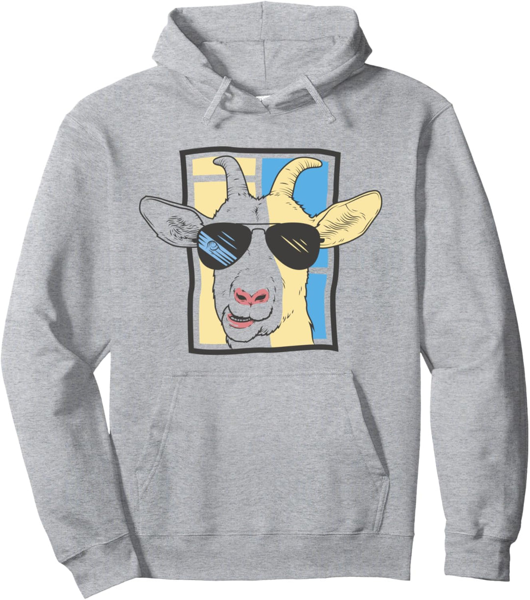 Ziege mit Sonnenbrille Pullover Hoodie