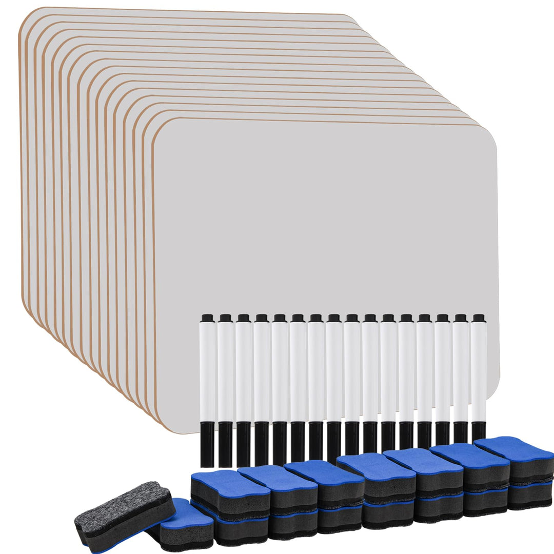 Hisredsun Whiteboard, klein, trocken abwischbar, 21 x 30 cm, doppelseitig, Mini-Whiteboard mit 16 St
