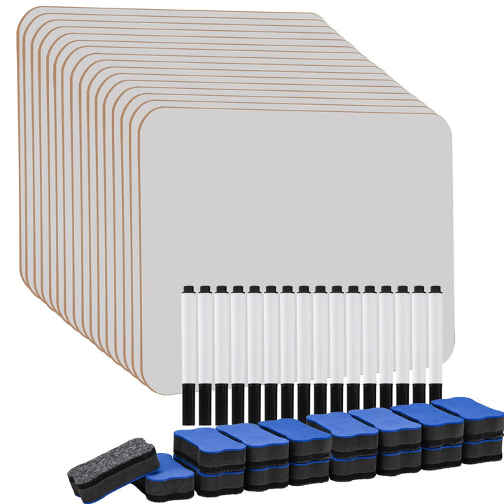Hisredsun Whiteboard, klein, trocken abwischbar, 21 x 30 cm, doppelseitig, Mini-Whiteboard mit 16 St