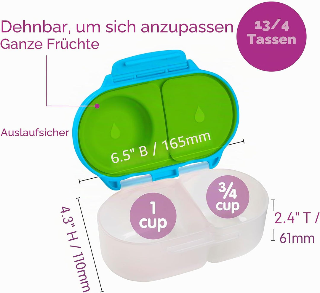 b.box 2er-Pack Bento-Snackbox | Auslaufsicherer Lebensmittelbehälter mit zwei Fächern und Deckel | I