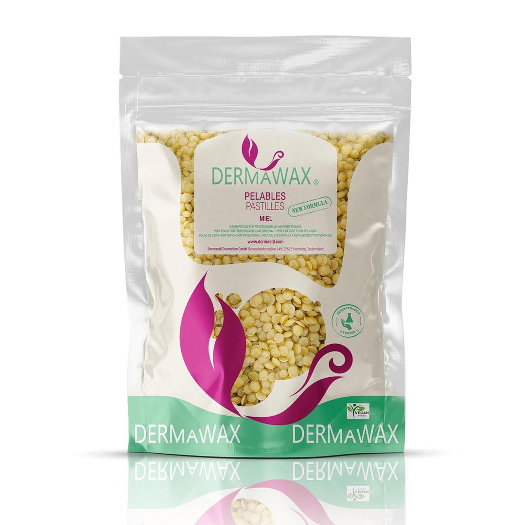 Dermawax Natural Honig Wachsperlen 1 kg – Premium Filmwachs für Enthaarung ohne Wachsstreifen, Brazi
