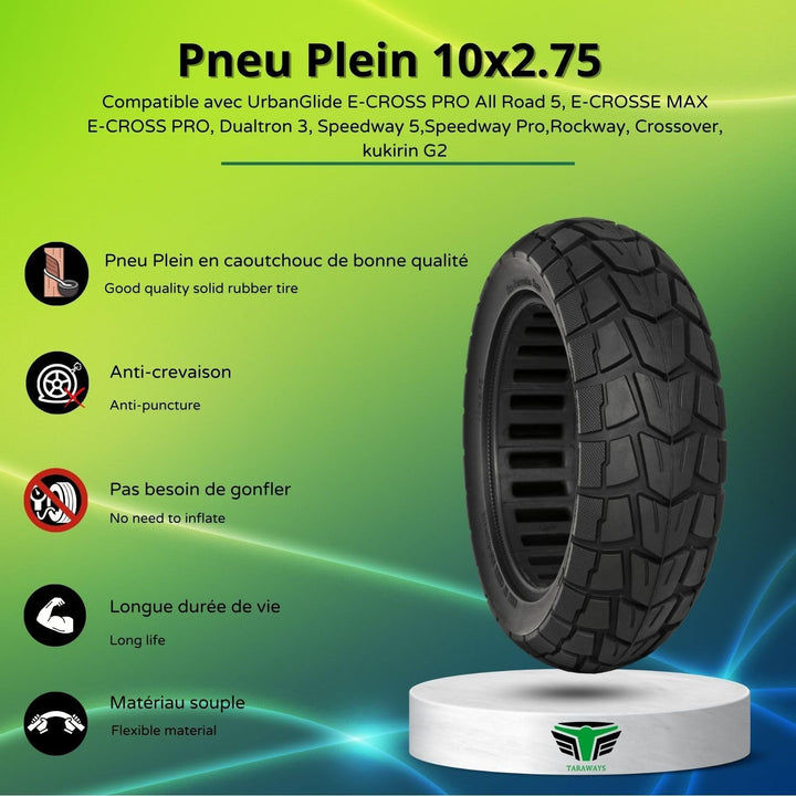10 x 2,75 Zoll pannensicherer Vollreifen für UrbanGlide Cross PRO All Road 5 &amp; MAX, Cross PRO Kukiri