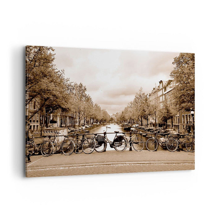 Bilder auf Leinwand 100x70cm Leinwandbild Kanal Fahrräder Amsterdam Zentrum Gross Wanddeko Bild Schl