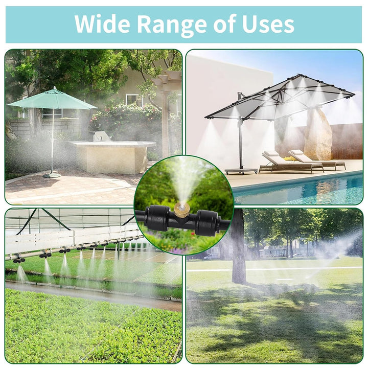 Tesmotor Sprühnebel Kühlung Set 18M | Outdoor Misting System mit 20 Messing Nebeldüsen &amp; Ein Filter,