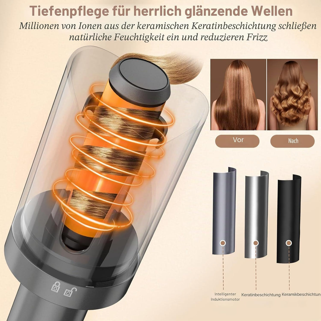 Pretfy Lockenstab Automatisch,Lockenstab Grosse Locken,Automatischer Lockenstab mit 4 Einstellbare T