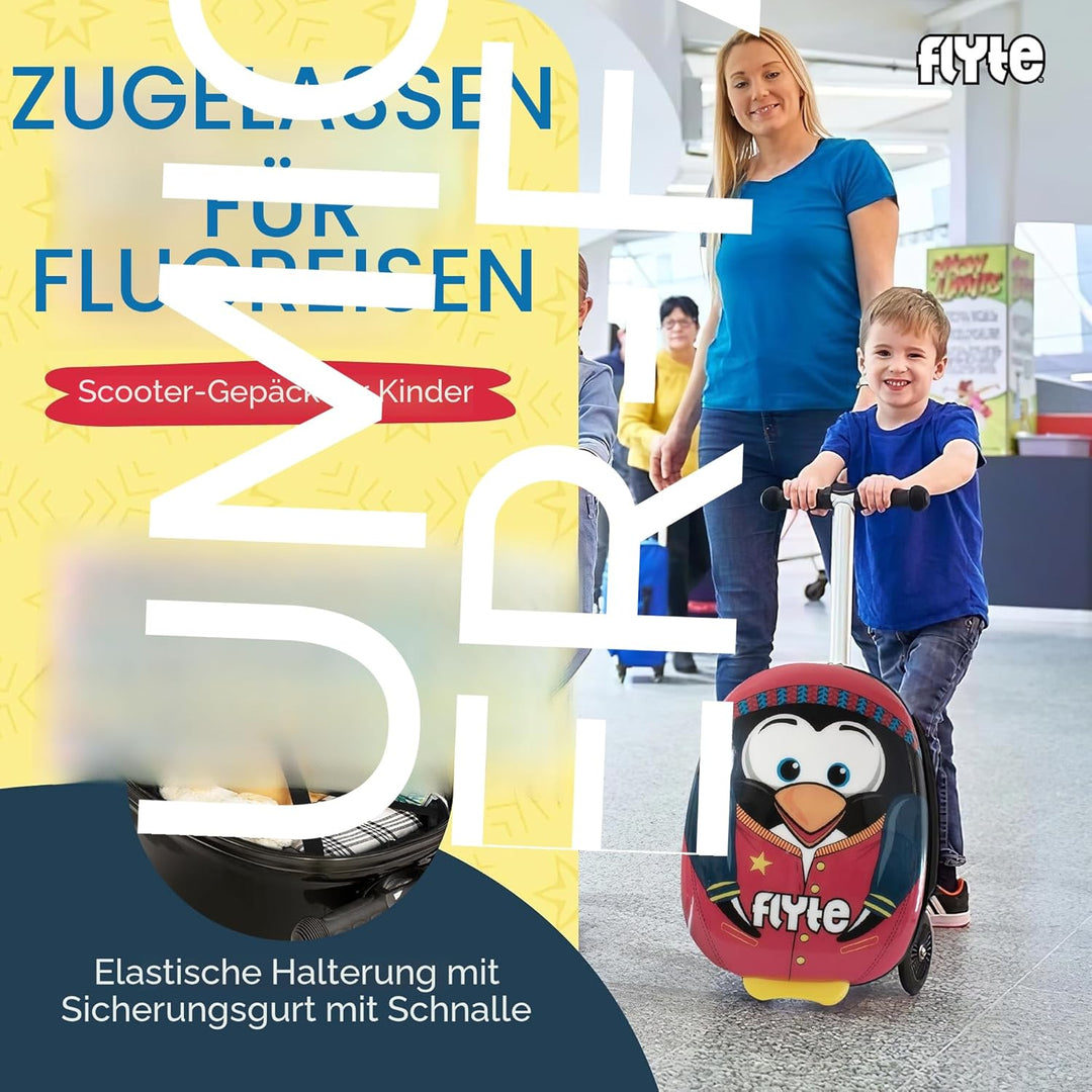 Flyte Scooter Koffer - 2-in-1, 45 cm Reisekoffer Kinder, 25 Liter Fassungsvermögen Kinderkoffer Hand